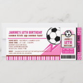 サッカーチケットパス誕生日パーティーの招待状 招待状 (正面)