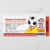 サッカーチケットパス誕生日パーティーの招待状 招待状 (正面)