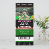 サッカーチケットピンク誕生日招待状 招待状 (スタンド正面)