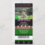 サッカーチケットピンク誕生日招待状 招待状 (正面)