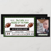 サッカーチケットルーキーオブザイヤー誕生日写真 招待状 (正面/裏面)