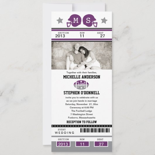 サッカーチケット結婚式招待状 招待状 (正面)