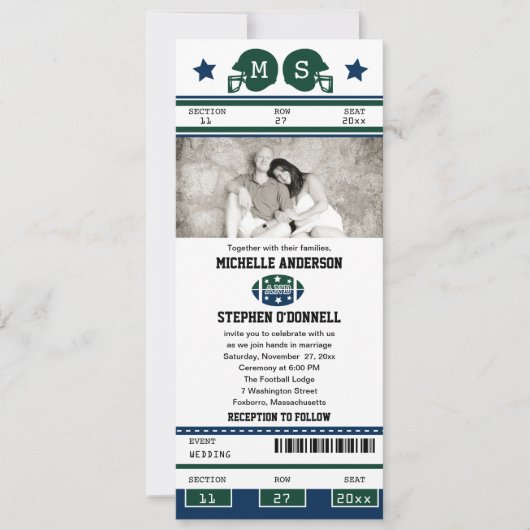 サッカーチケット結婚式招待状 招待状 (正面)