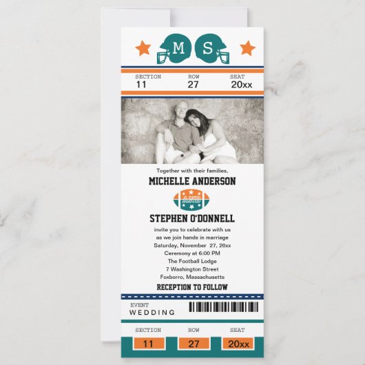 サッカーチケット結婚式招待状 招待状 (正面)