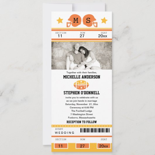 サッカーチケット結婚式招待状 招待状 (正面)