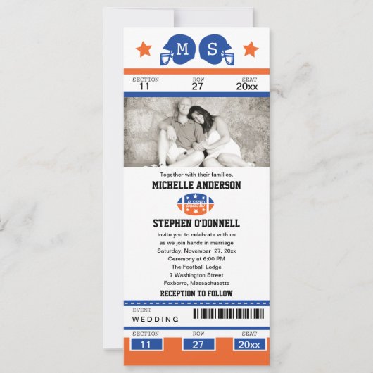 サッカーチケット結婚式招待状 招待状 (正面)