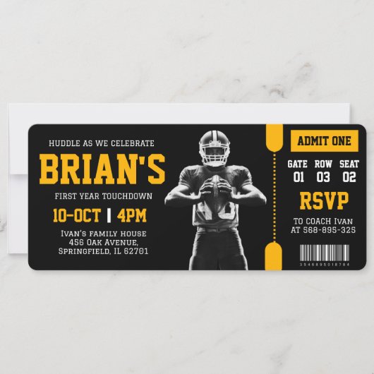 サッカーチケット誕生日の招待状 招待状 (正面)