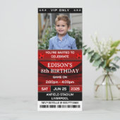 サッカーチケット誕生日パーティフォト招待状 招待状 (スタンド正面)