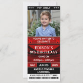 サッカーチケット誕生日パーティフォト招待状 招待状 (正面)