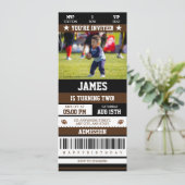 サッカーチケット誕生日パーティーフォト 招待状 (スタンド正面)