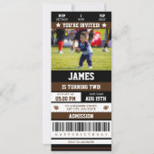 サッカーチケット誕生日パーティーフォト 招待状 (正面)