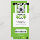 サッカーチケット誕生日ボーイスポーツパーティー 招待状 (正面/裏面)