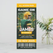 サッカーチケット誕生日招待状、デジタル 招待状 (スタンド正面)