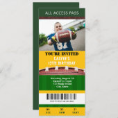 サッカーチケット誕生日招待状 招待状 (正面/裏面)