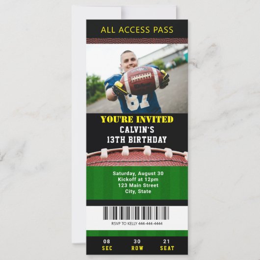 サッカーチケット誕生日招待状 招待状 (正面)