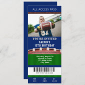 サッカーチケット誕生日招待状 招待状 (正面/裏面)