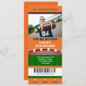 サッカーチケット誕生日招待状 招待状 (正面/裏面)