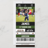 サッカーチケット1年連続1回目の誕生日の写真 招待状 (正面)