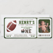 サッカーチケット1年連続1回目の誕生日の写真 招待状 (正面)