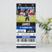 サッカーチケット1st誕生日パーティー写真 招待状 (スタンド正面)