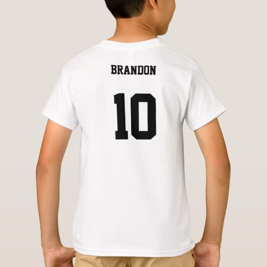 サッカーチパーソナライズされたャンプ選手チーム数キッズ Tシャツ (裏面)