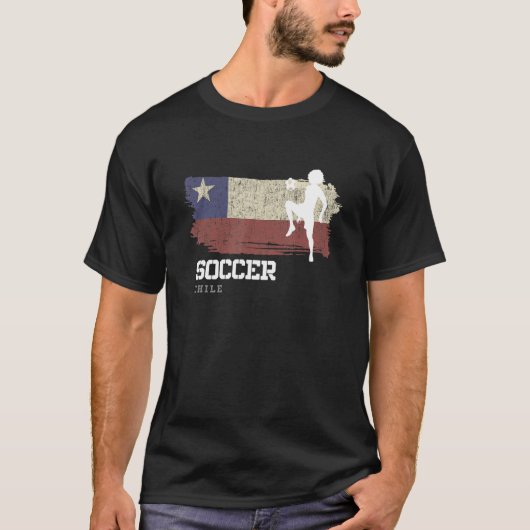 サッカーチリ国旗サッカー女子サッカー女子 Tシャツ (正面)