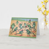 サッカーチームのカエルのグリーティングカード カード (黄色い花)