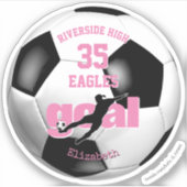 サッカーチームのスピリット女の子の名前ピンク文字 シール (正面)