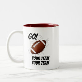 サッカーチームのタッチダウンスプラッシュをサポート ツートーンマグカップ