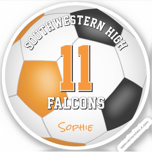 サッカーチームの精神に満ちたオレンジ色のチームカラーの子供たち シール (正面)