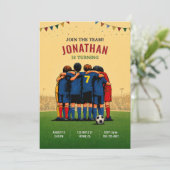 サッカーチームの誕生日招待状 招待状 (スタンド正面)