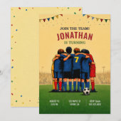 サッカーチームの誕生日招待状 招待状 (正面/裏面)