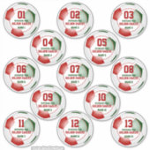 サッカーチームの赤い緑の13カスタム色 シール (正面)