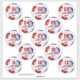 サッカーチームの赤い青の13カスタム色 シール