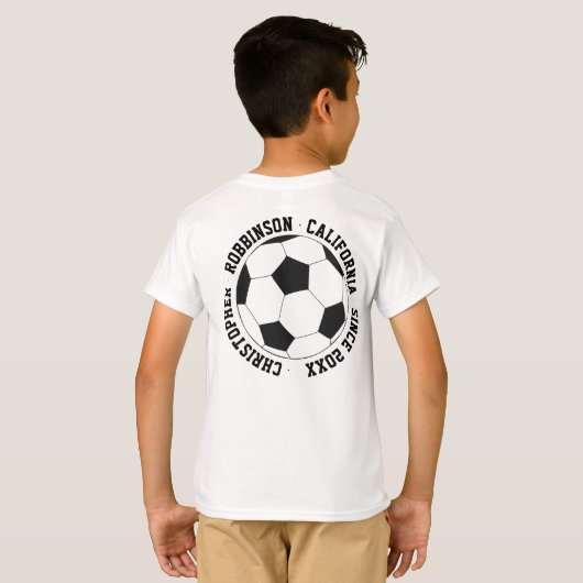 サッカーチームの選手の旅行パーソナライズされた休み Tシャツ (裏面フル)