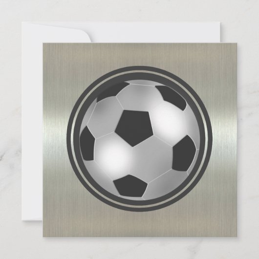 サッカーチームの黒と銀の招待状 招待状 (正面)
