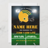 サッカーチームイエローグリーン誕生日 招待状 (正面)