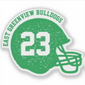 サッカーチームカスタムのヘルメット番号グリーンシール シール (正面)