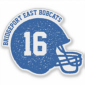 サッカーチームカスタムのヘルメット番号ブルー シール (正面)