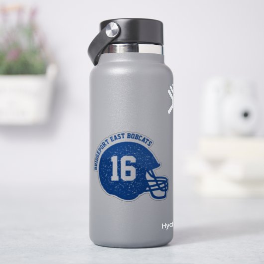サッカーチームカスタムのヘルメット番号ブルー シール (HydroFlask)