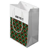 サッカーチームスポーツボールカスタム文字グリーンブラウン ミディアムペーパーバッグ (裏面アングル)