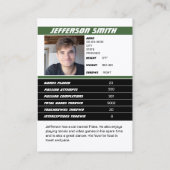 サッカーチームトレーディングカードスポーツギフトアイディアグリーン コーリングカード (裏面)