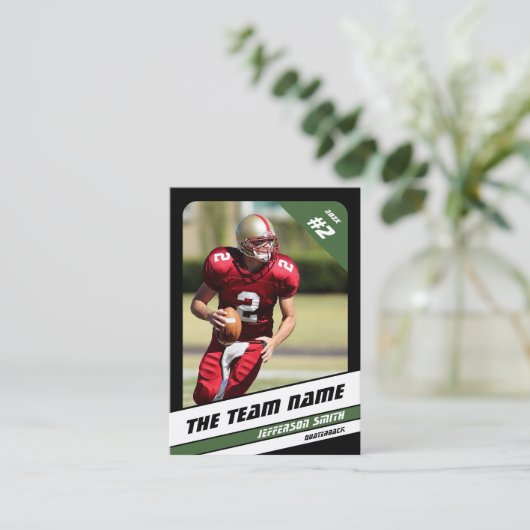 サッカーチームトレーディングカードスポーツギフトアイディアグリーン コーリングカード (スタンド正面)