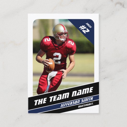 サッカーチームトレーディングカードスポーツギフトアイディアブルー コーリングカード (正面)