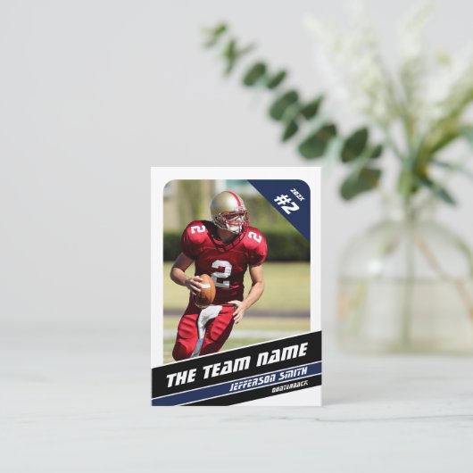 サッカーチームトレーディングカードスポーツギフトアイディアブルー コーリングカード (スタンド正面)