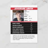 サッカーチームトレーディングカードスポーツギフトアイディア赤 コーリングカード (裏面)