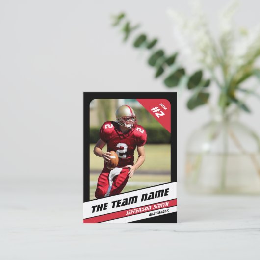 サッカーチームトレーディングカードスポーツギフトブラックレッド コーリングカード (スタンド正面)