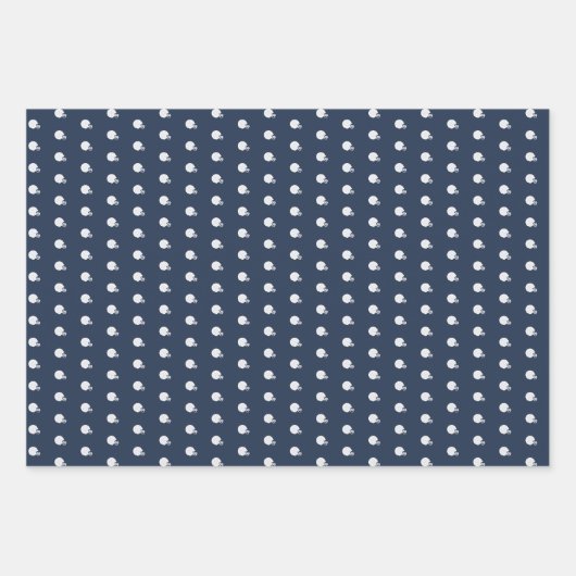 サッカーチームネイビーブルーパーソナライズされたイニシャル ラッピングペーパーシート (正面3)