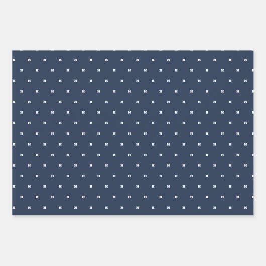 サッカーチームネイビーブルーパーソナライズされたイニシャル ラッピングペーパーシート (正面2)