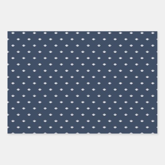 サッカーチームネイビーブルーパーソナライズされたイニシャル ラッピングペーパーシート (正面)